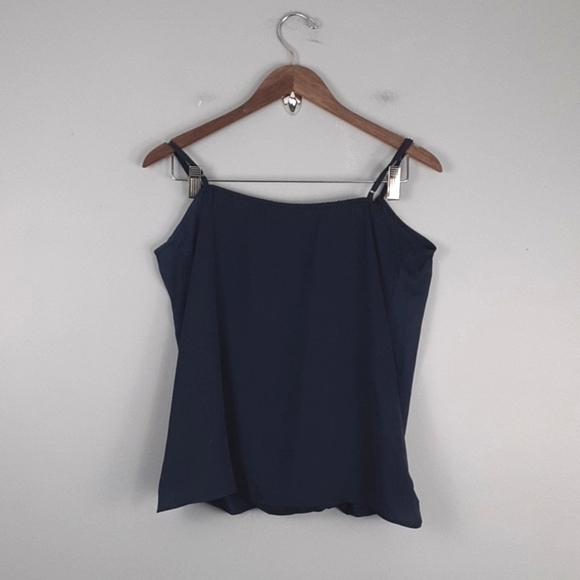Gigi Parker Navy Blue Spagetti Wrap Blouse Top - Picture 8 of 9